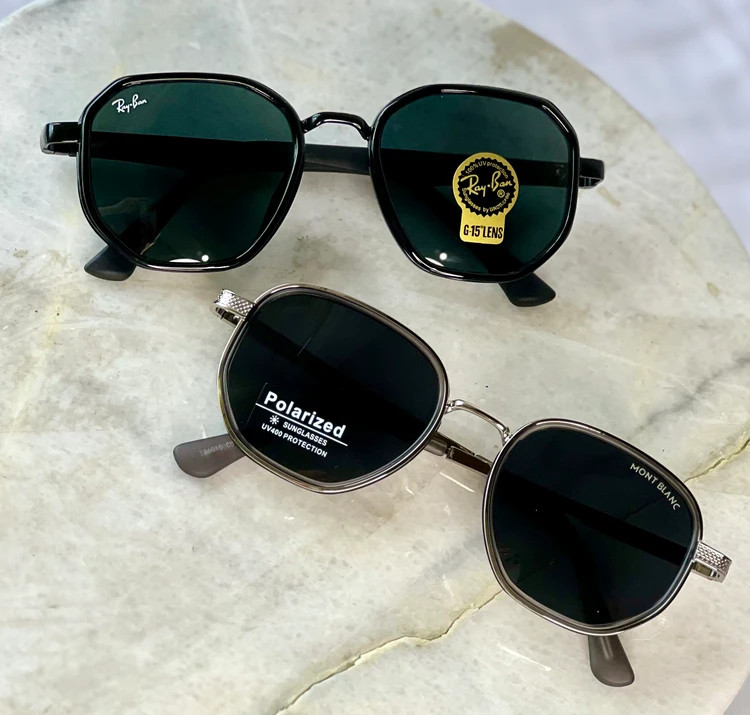 عینک آفتابی ریبن (Ray Ban) مشکی پلاریزه یونیسکس با فریم چندضلعی