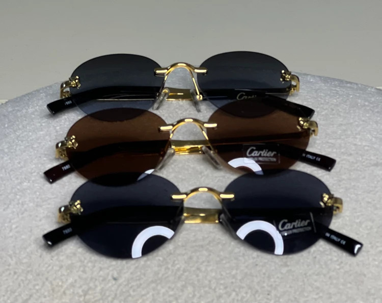 خرید عینک آفتابی کارتیر Cartier فریم لس زنانه و مردانه بیضی UV400